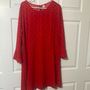 Red long sleeve knee length
